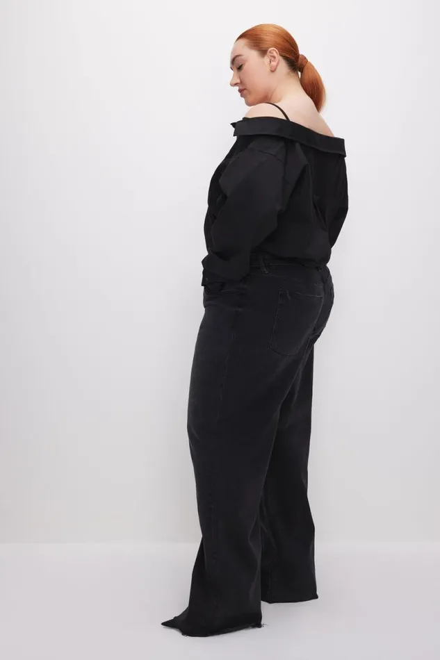 Women GOOD AMERICAN Jeans GOOD EASE RELAXEDJEANS Black324