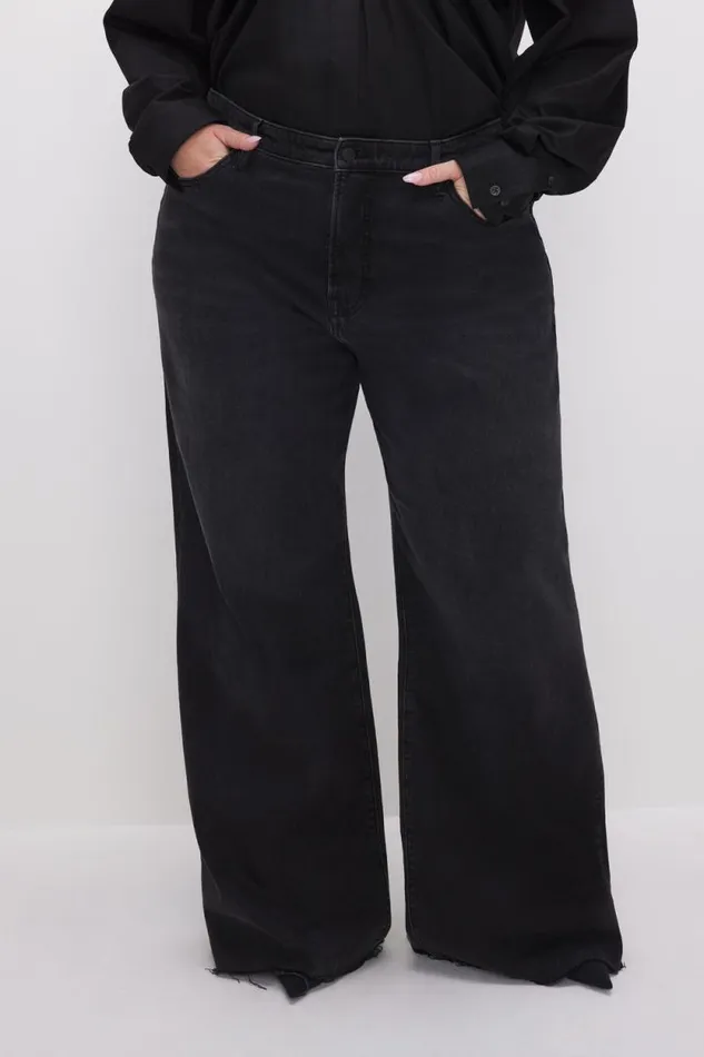 Women GOOD AMERICAN Jeans GOOD EASE RELAXEDJEANS Black324