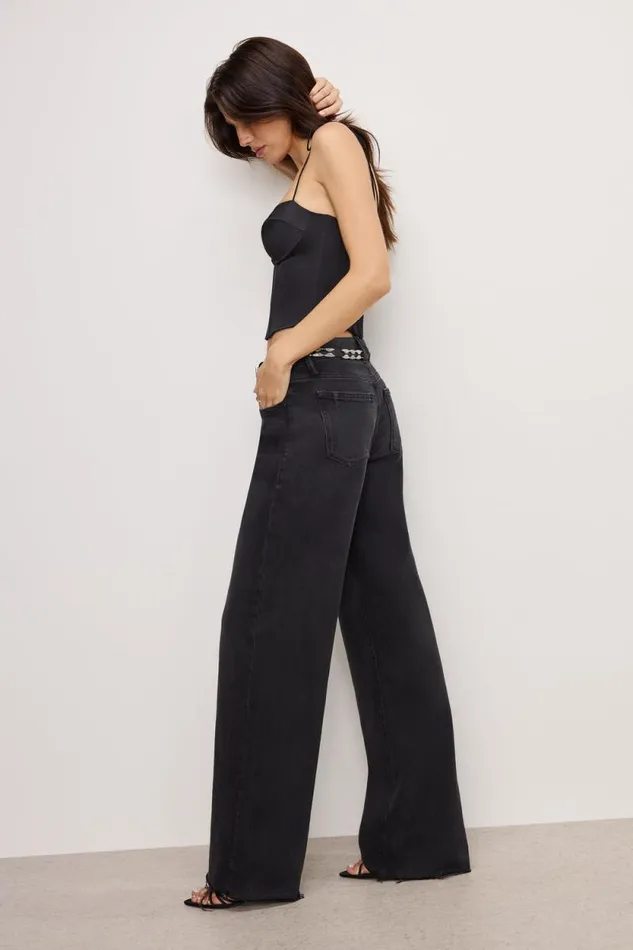 Women GOOD AMERICAN Jeans GOOD EASE RELAXEDJEANS Black324
