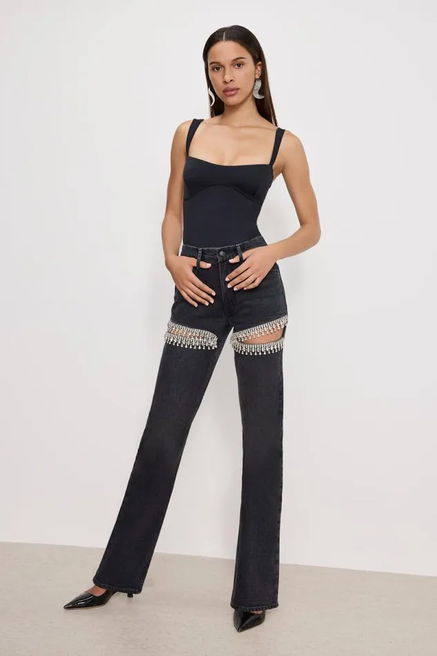 Women GOOD AMERICAN Jeans GOOD ICON STRAIGHT DIAMONDJEANS Black376
