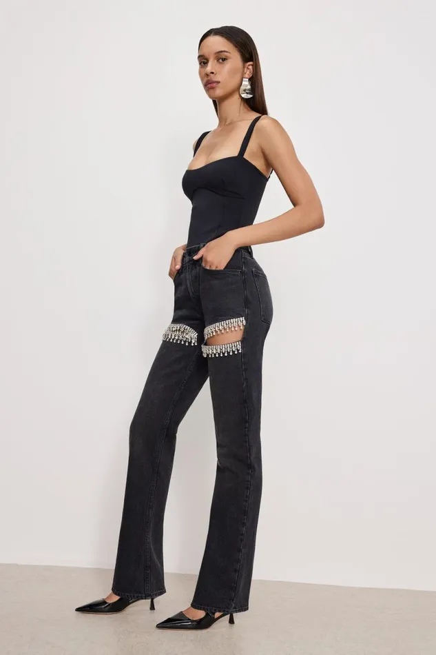 Women GOOD AMERICAN Jeans GOOD ICON STRAIGHT DIAMONDJEANS Black376 Women GOOD AMERICAN Jeans GOOD ICON STRAIGHT DIAMONDJEANS Black376