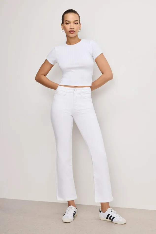 Women GOOD AMERICAN Jeans GOOD LEGS CROPPED MINI BOOTJEANS White001