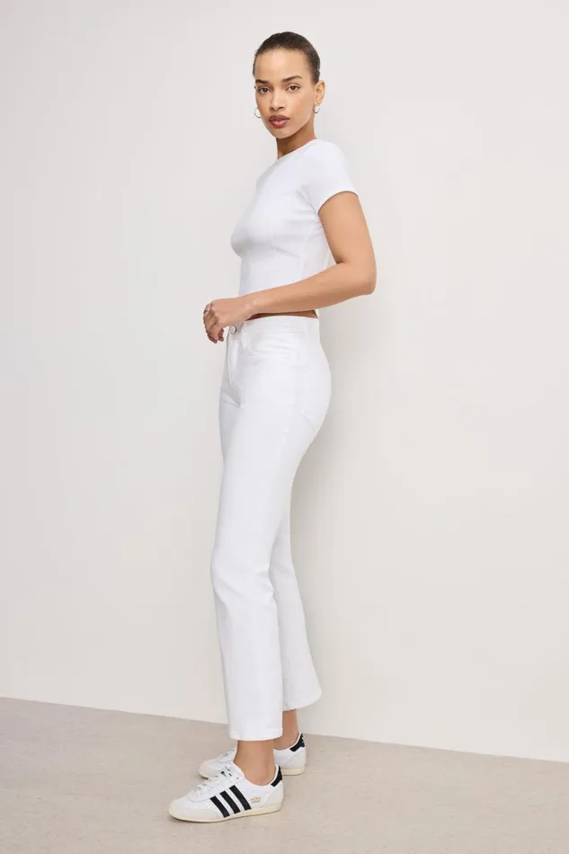 Women GOOD AMERICAN Jeans GOOD LEGS CROPPED MINI BOOTJEANS White001 Women GOOD AMERICAN Jeans GOOD LEGS CROPPED MINI BOOTJEANS White001