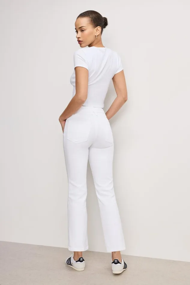 Women GOOD AMERICAN Jeans GOOD LEGS CROPPED MINI BOOTJEANS White001 Women GOOD AMERICAN Jeans GOOD LEGS CROPPED MINI BOOTJEANS White001