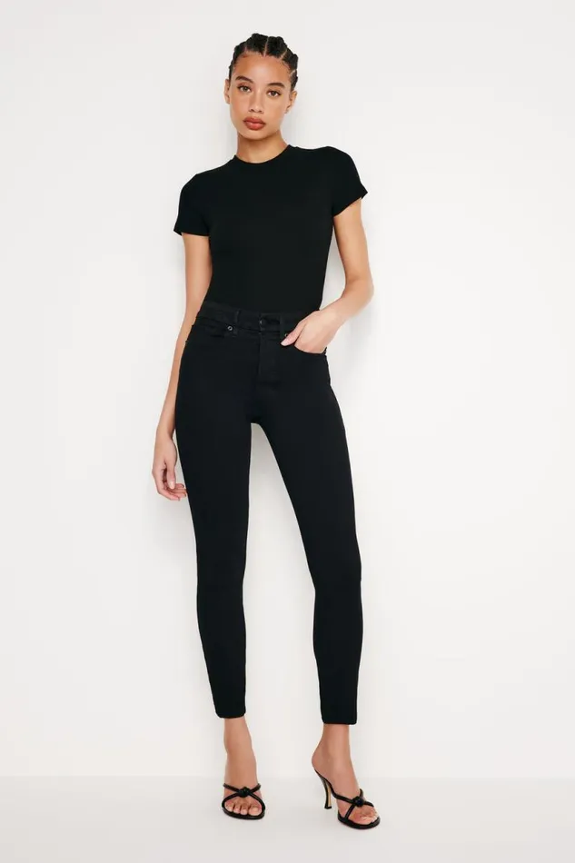 Women GOOD AMERICAN Jeans GOOD LEGS SKINNY CROPPEDJEANS Black001