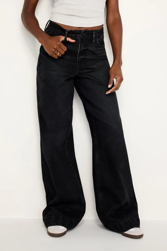 Women GOOD AMERICAN Jeans GOOD SKATE WIDEJEANS Black347