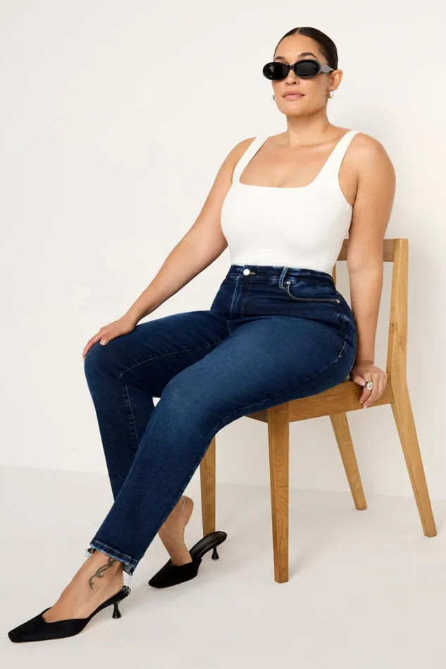 Women GOOD AMERICAN Jeans SOFTTECH GOOD CLASSIC SLIM STRAIGHTJEANS Indigo511