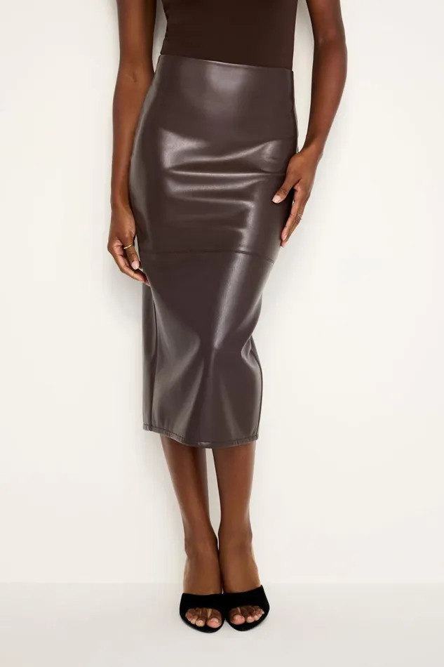 Women GOOD AMERICAN Shorts and Skirts FAUX LEATHER MIDISKIRT Bark003
