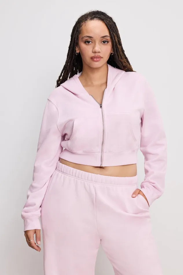 Women GOOD AMERICAN Sweaters BRUSHED FLEECE ZIPHOODIE Washed Cotton Candy Pink001 Women GOOD AMERICAN Sweaters BRUSHED FLEECE ZIPHOODIE Washed Cotton Candy Pink001