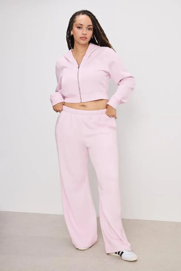 Women GOOD AMERICAN Sweaters BRUSHED FLEECE ZIPHOODIE Washed Cotton Candy Pink001 Women GOOD AMERICAN Sweaters BRUSHED FLEECE ZIPHOODIE Washed Cotton Candy Pink001
