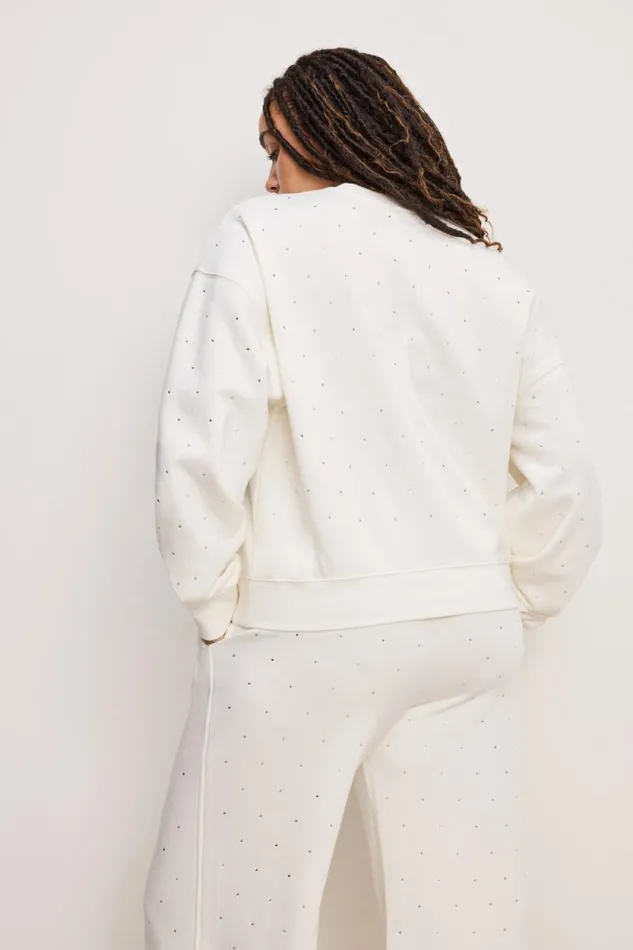 Women GOOD AMERICAN Sweaters CRYSTAL CREWNECKSWEATSHIRT Cloud White001