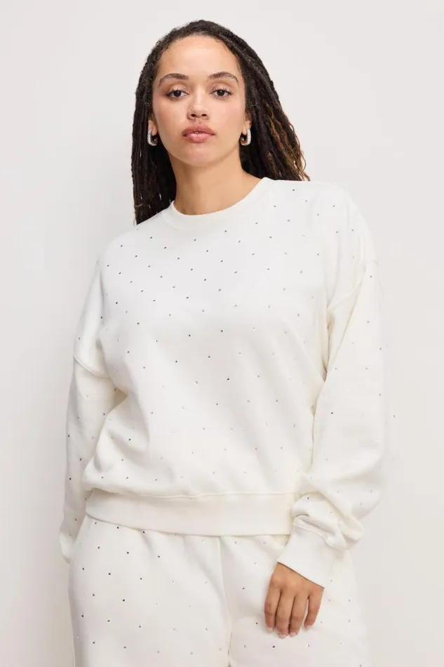 Women GOOD AMERICAN Sweaters CRYSTAL CREWNECKSWEATSHIRT Cloud White001