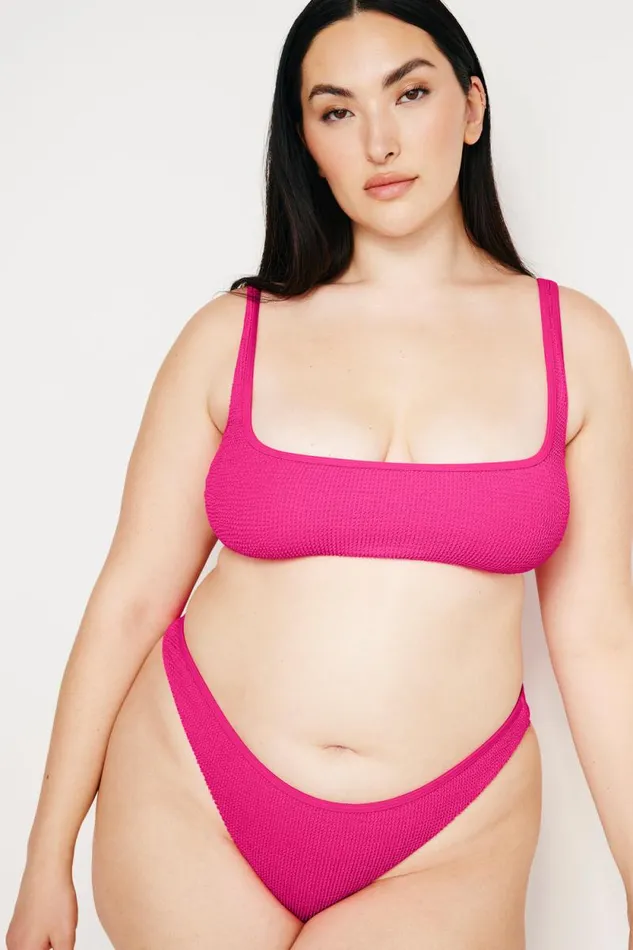 Women GOOD AMERICAN Swim ALWAYS FITS TINY BIKINITOP Pink Glow002