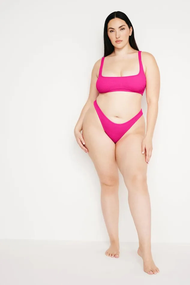 Women GOOD AMERICAN Swim ALWAYS FITS TINY BIKINITOP Pink Glow002