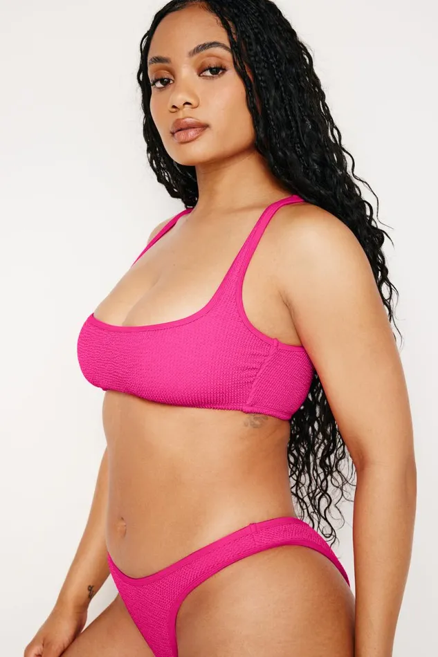 Women GOOD AMERICAN Swim ALWAYS FITS TINY BIKINITOP Pink Glow002