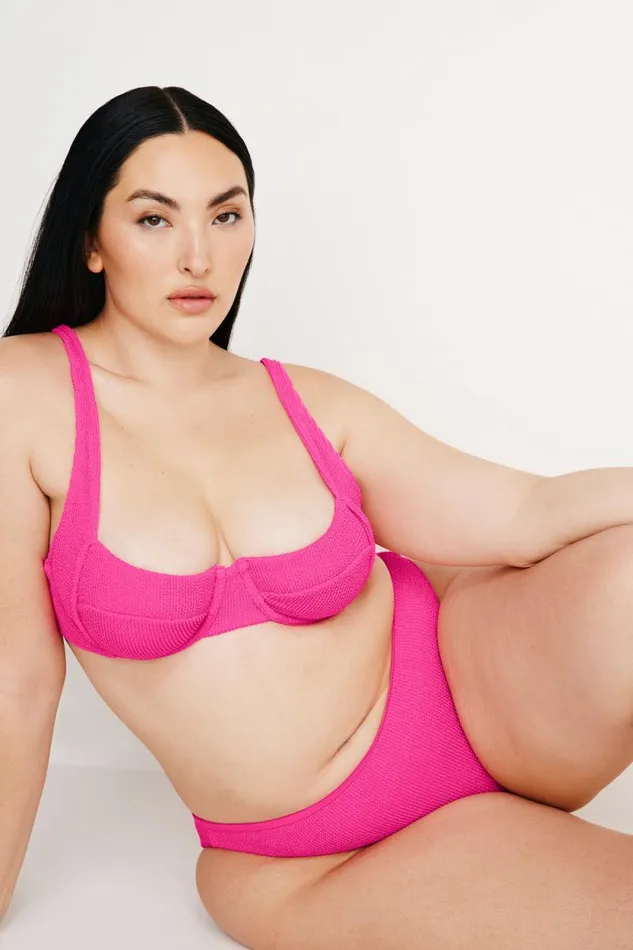 Women GOOD AMERICAN Swim ALWAYS FITS TINY BIKINITOP Pink Glow002