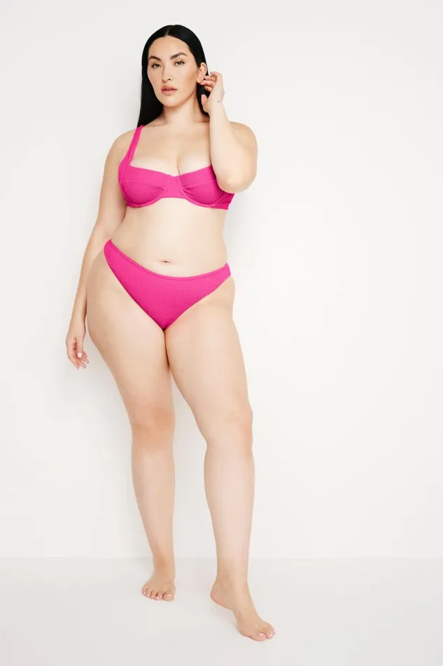 Women GOOD AMERICAN Swim ALWAYS FITS TINY BIKINITOP Pink Glow002
