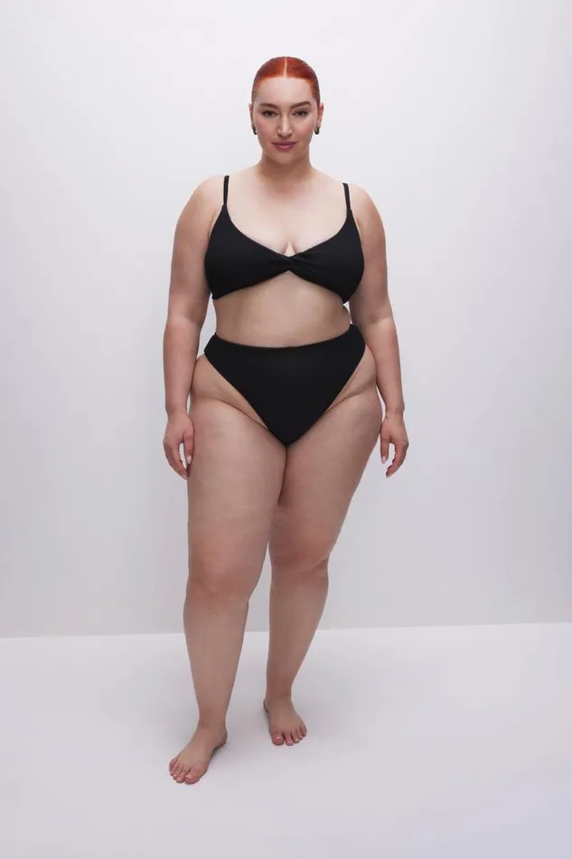 Women GOOD AMERICAN Swim ALWAYS FITS TWIST BIKINITOP Black001