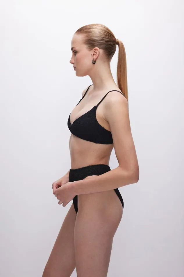 Women GOOD AMERICAN Swim ALWAYS FITS TWIST BIKINITOP Black001