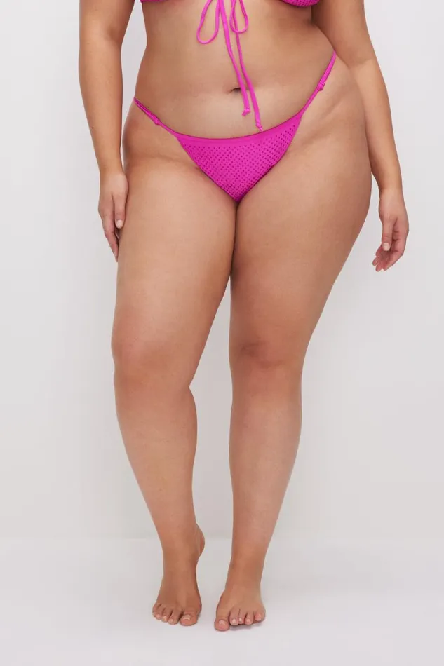 Women GOOD AMERICAN Swim TINY TIES CRYSTAL BIKINITOP Pink Glow002