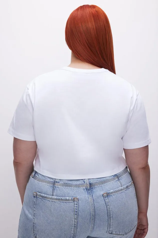 Women GOOD AMERICAN Tops COTTON CROPPEDTEE White001