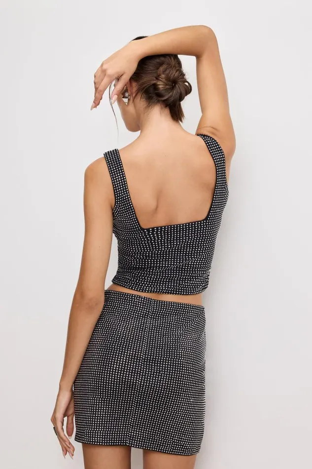Women GOOD AMERICAN Tops CRYSTAL TANKTOP Black001