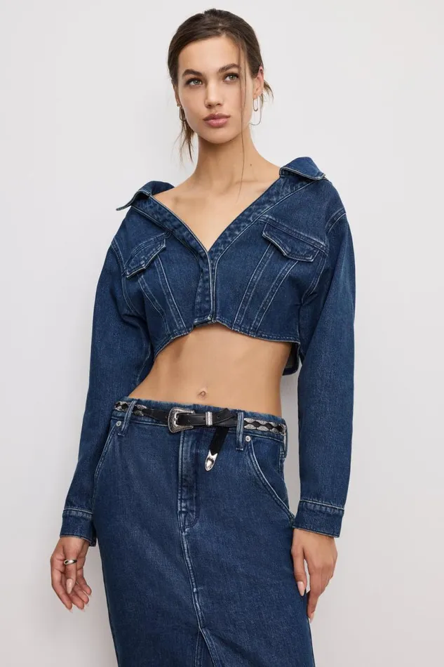 Women GOOD AMERICAN Tops DENIM OFF SHOULDERTOP Indigo724