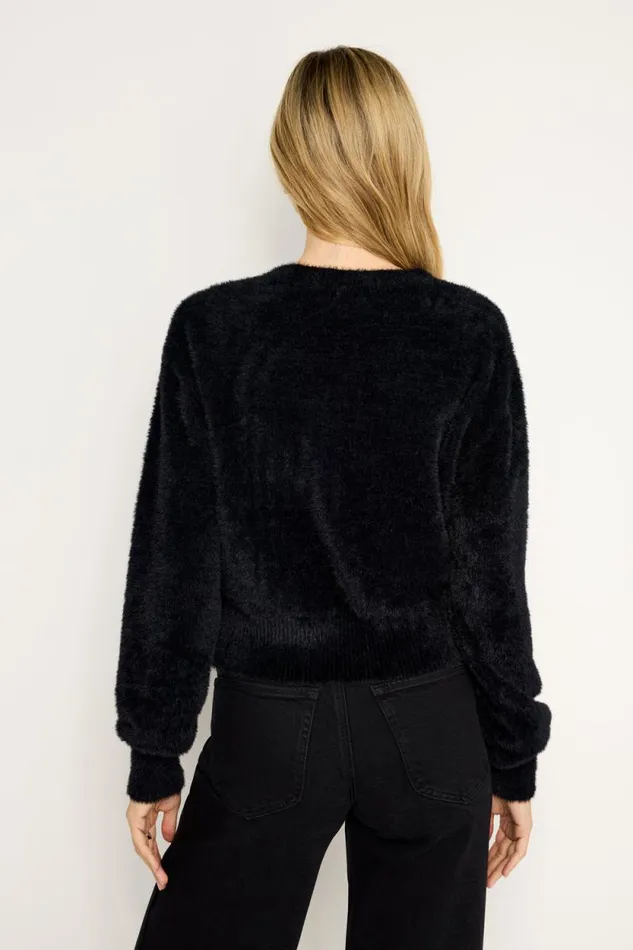 Women GOOD AMERICAN Tops FUZZYCARDIGAN Black001