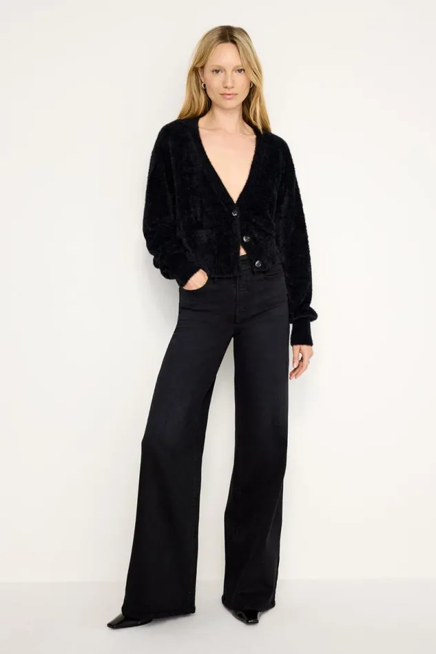 Women GOOD AMERICAN Tops FUZZYCARDIGAN Black001
