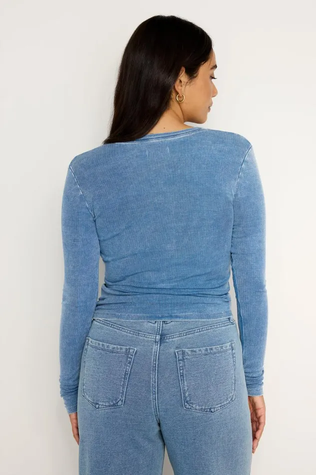 Women GOOD AMERICAN Tops JEANIUS FITTEDHENLEY Indigo586