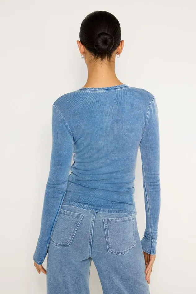Women GOOD AMERICAN Tops JEANIUS FITTEDHENLEY Indigo586