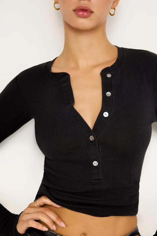 Women GOOD AMERICAN Tops JEANIUS FITTED LSHENLEY Black001
