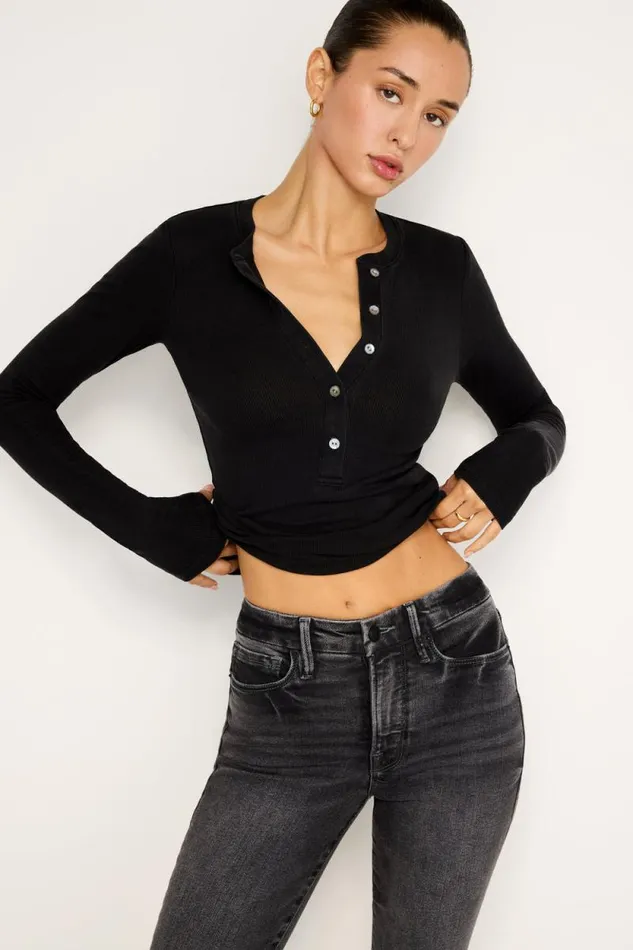 Women GOOD AMERICAN Tops JEANIUS FITTED LSHENLEY Black001