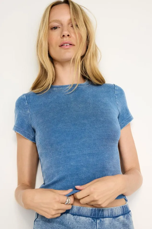 Women GOOD AMERICAN Tops JEANIUS FITTEDTEE Indigo586