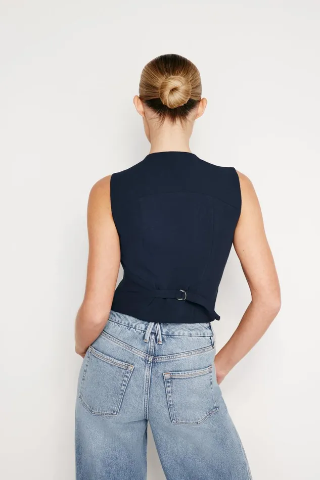 Women GOOD AMERICAN Tops LUXE SUITINGVEST New Navy002