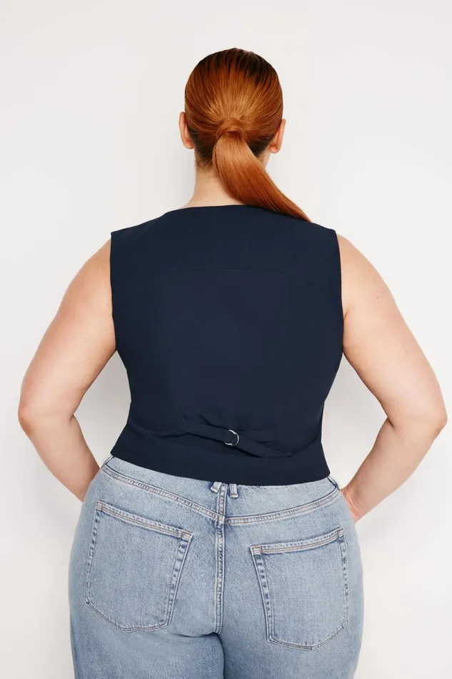 Women GOOD AMERICAN Tops LUXE SUITINGVEST New Navy002