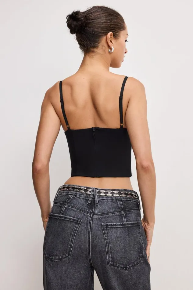 Women GOOD AMERICAN Tops PONTE EMBELLISHEDTOP Black001
