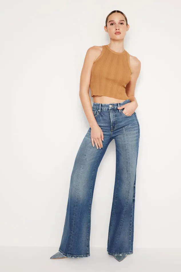 Women GOOD AMERICAN Tops RIBBED KNIT CROPPED TANKTOP Canyon003