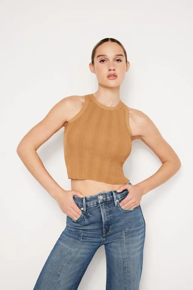 Women GOOD AMERICAN Tops RIBBED KNIT CROPPED TANKTOP Canyon003