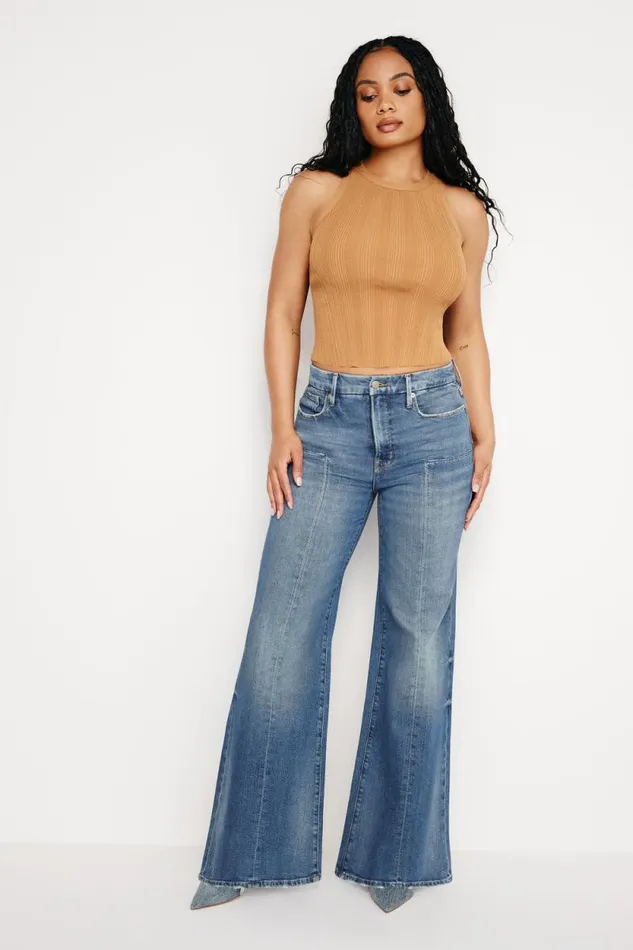 Women GOOD AMERICAN Tops RIBBED KNIT CROPPED TANKTOP Canyon003