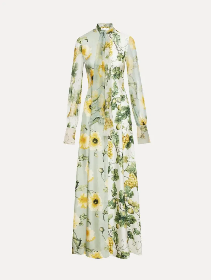 Women Gowns and Caftans Oscar De La Renta Fig and Grapes Silk Twill Caftan Multi