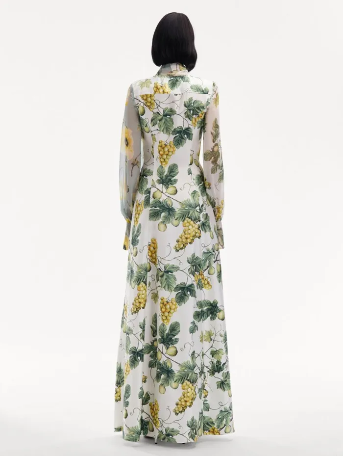 Women Gowns and Caftans Oscar De La Renta Fig and Grapes Silk Twill Caftan Multi