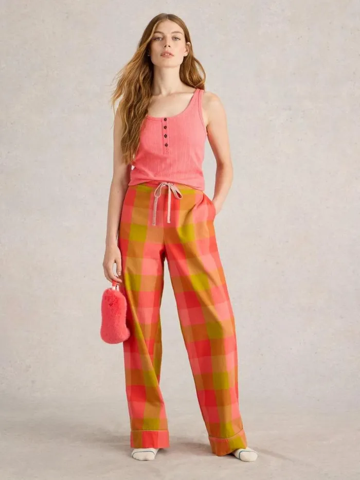 Women Hailey Henley Jersey Vest Bright Pink White Stuff Nightwear