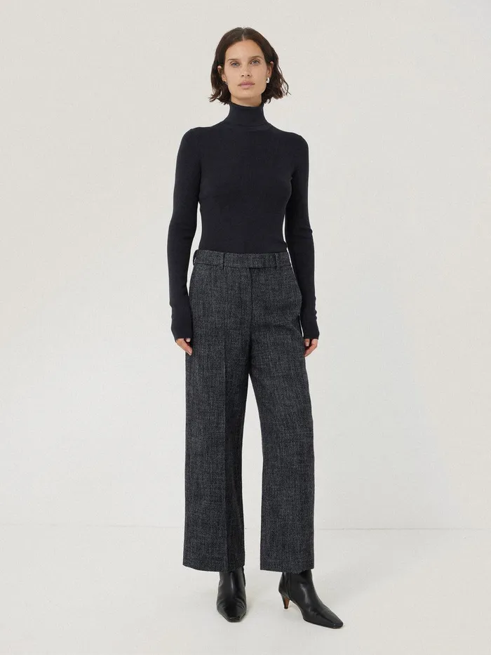 Women Hale Boucle Cropped Trousers Navy Jigsaw Trousers