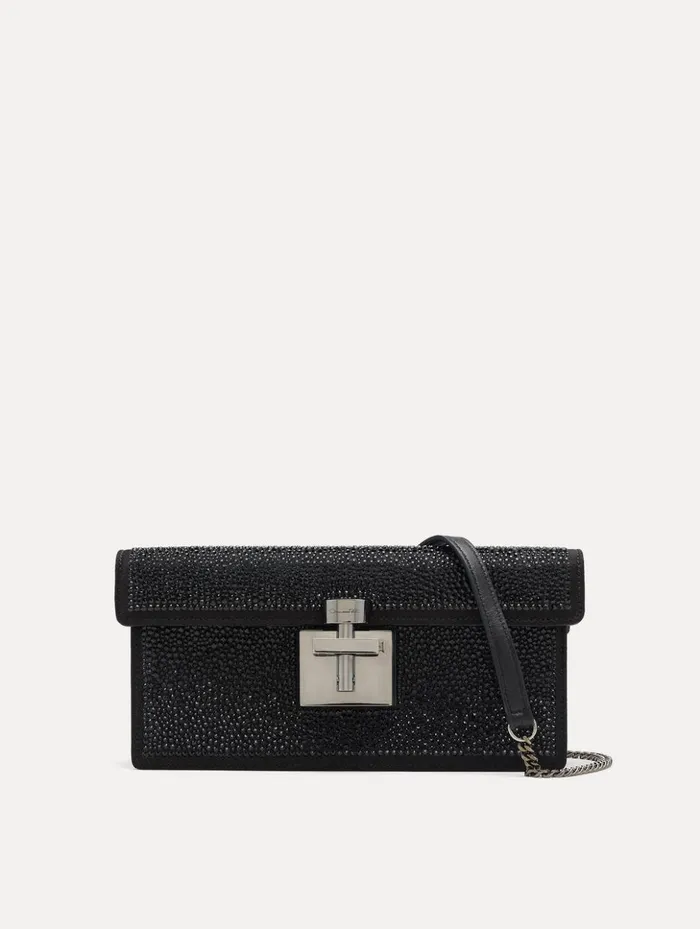 Women Handbags Oscar De La Renta Crystal Pav Alibi Clutch Black