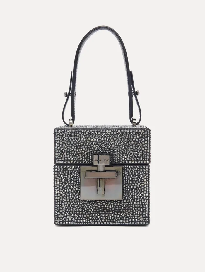 Women Handbags Oscar De La Renta Crystal Pav Alibi Cube Graphite