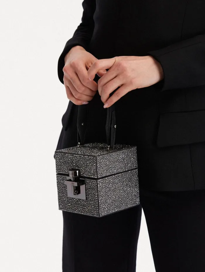 Women Handbags Oscar De La Renta Crystal Pav Alibi Cube Graphite