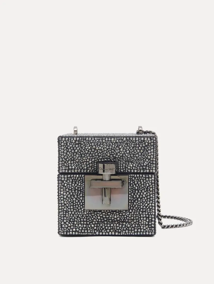 Women Handbags Oscar De La Renta Crystal Pav Alibi Cube Graphite