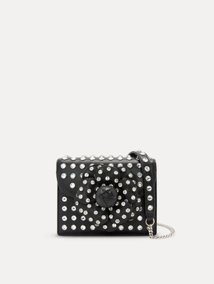 Women Handbags Oscar De La Renta Crystal Stud Mini TRO Bag Black