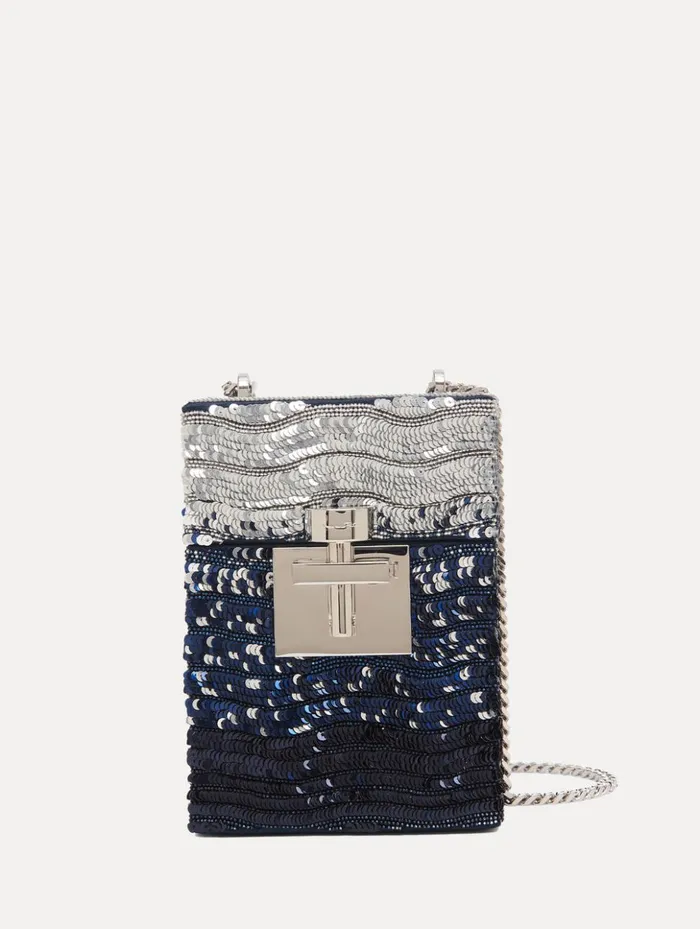 Women Handbags Oscar De La Renta Ombr Sequin Alibi Top Handle Bag Silver and Blue Women Handbags Oscar De La Renta Ombr Sequin Alibi Top Handle Bag Silver and Blue